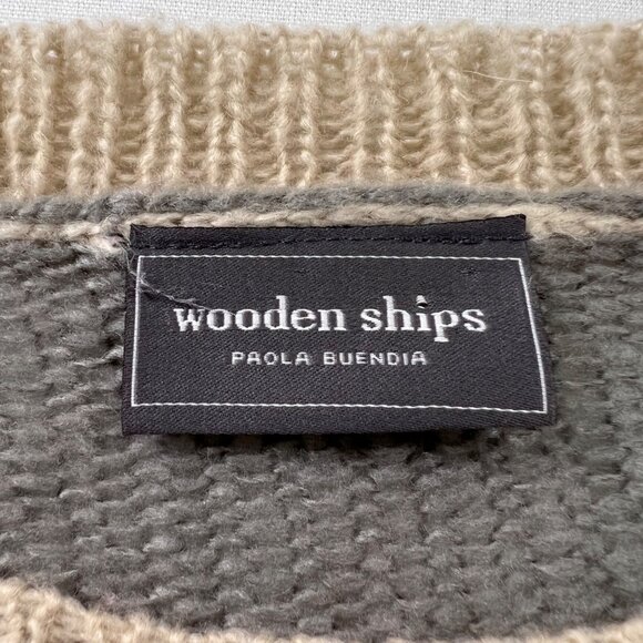 Wooden Ships Camo Skull Sweater Mohair Wool Blend Lightweight Size Small Medium - Picture 5 of 9